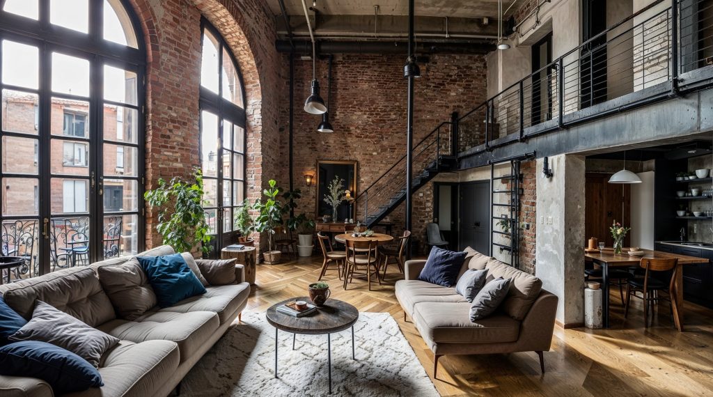 estilo industrial, muebles, decoración