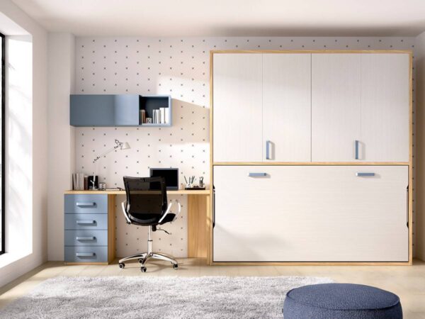 COMPOSICIÓN CAMA ABATIBLE CON ARMARIO PUERTAS PLEGABLES C403