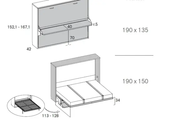 CAMA ABATIBLE MATRIMONIO CON ESCRITORIO - Imagen 2