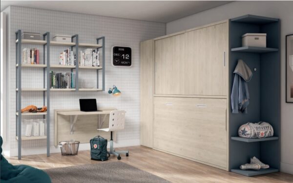 CAMA ABATIBLE JUVENIL CON ARMARIO PUERTAS CORREDERAS LMB 62