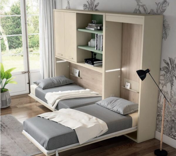 CAMA ABATIBLE HORIZONTAL Y VERTICAL JUVENIL CON ESCRITORIO PLEGABLE LMB 63 - Imagen 3