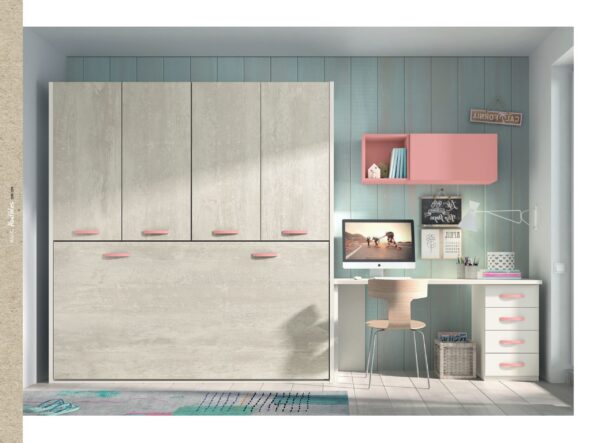 CAMA ABATIBLE JUVENIL CON ARMARIO  4 PUERTAS B044
