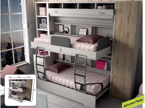 LITERA ABATIBLE HORIZONTAL CON ESCRITORIO LVMR PLUS 4