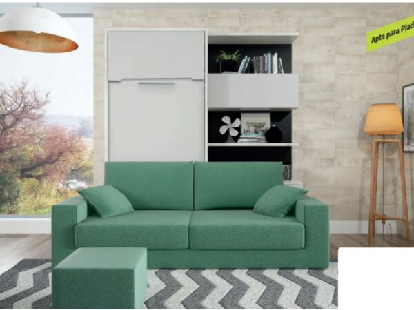 LITERA ABATIBLE VERTICAL 90X190 CON SOFÁ Y ARCÓN LIBRERÍA LVMR PLUS 8