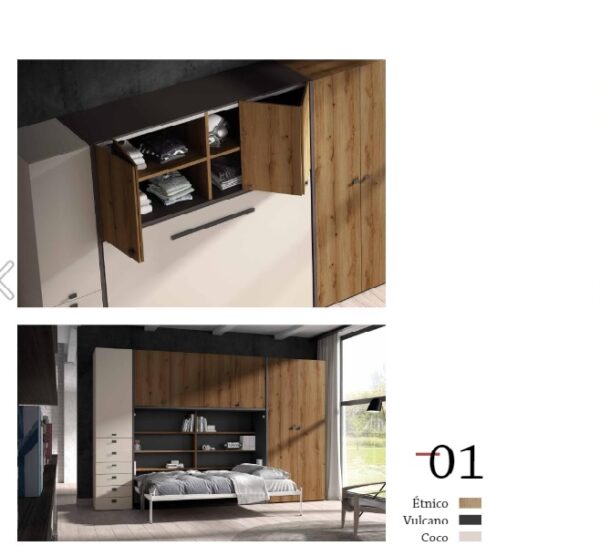 CAMA ABATIBLE 150X190 CON ARMARIO PUERTAS PLEGABLES TOKIO 01 - Imagen 2