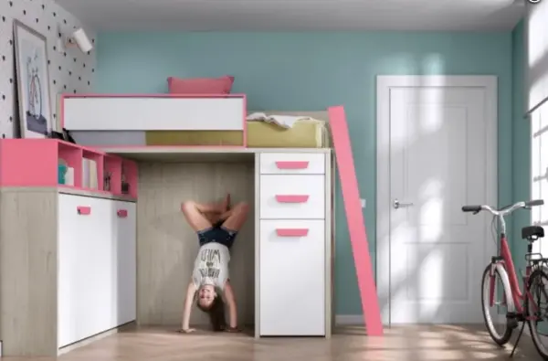 LITERA EN L ROS CON CAMA ABATIBLE