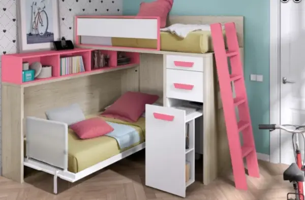 LITERA EN L ROS CON CAMA ABATIBLE - Imagen 2