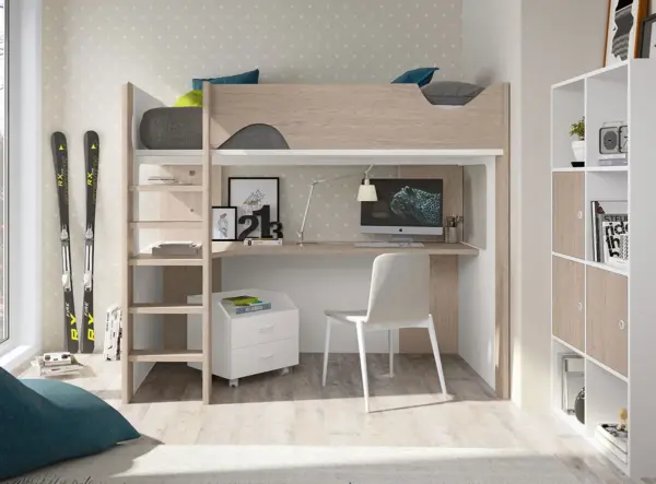 CAMA ALTA CON ESCRITORIO F206