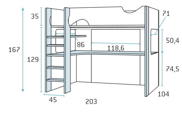 CAMA ALTA CON ESCRITORIO FRM206 - Imagen 3
