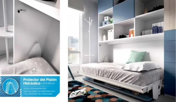 CAMA ABATIBLE CON ESCRITORIO Y ARMARIO RMB404 - Imagen 2