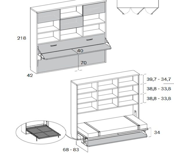 CAMA ABATIBLE CON ESCRITORIO Y ARMARIO RMB404 - Imagen 5