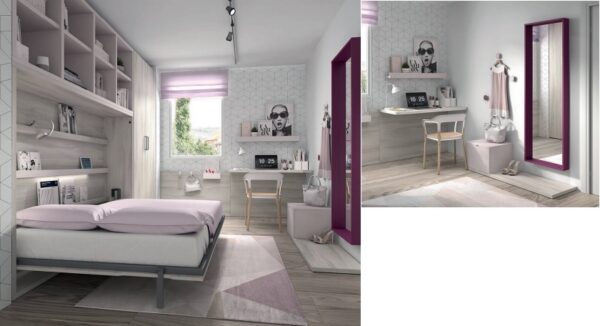 CAMA ABATIBLE HORIZONTAL CON ESTANTERIAS MOOD 57 ROS JUVENIL - Imagen 2