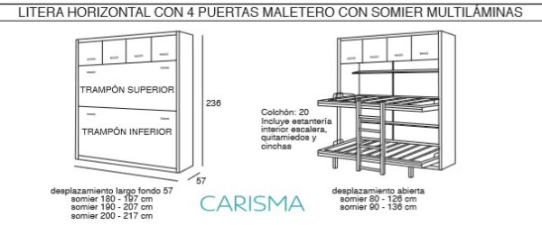 LITERA ABATIBLE HORIZONTAL ONI59 - Imagen 2