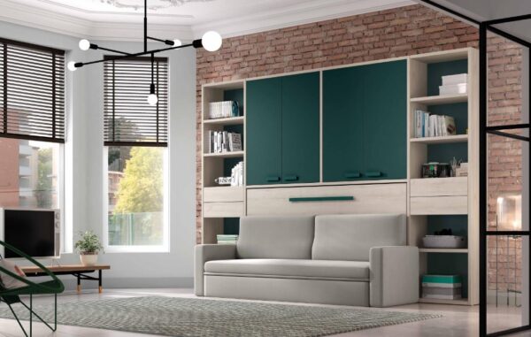 CAMA ABATIBLE HORIZONTAL CON ARMARIO Y SOFA TOKIO 04