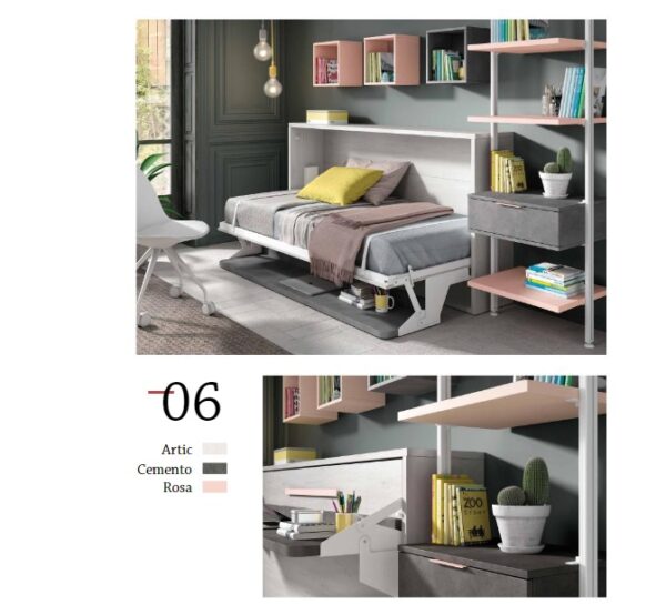 CAMA HORIZONTAL JUVENIL CON ESCRITORIO TOKIO 06 - Imagen 2