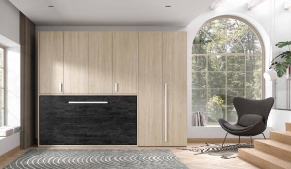 CAMA ABATIBLE HORIZONTAL 90X190 CON ARMARIO PUERTAS PLEGABLES TOKIO 07