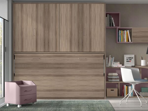 CAMA ABATIBLE S/90X190 CON ARMARIO DE PUERTAS PLEGABLES