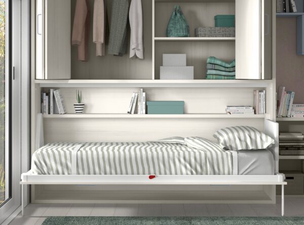 CAMA ABATIBLE S/90X190 CON ARMARIO DE PUERTAS PLEGABLES - Imagen 2