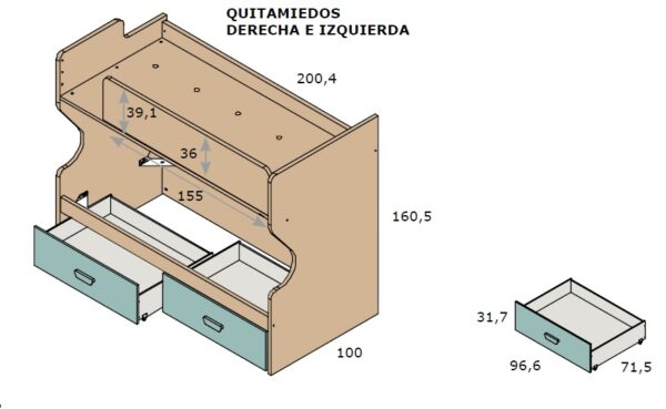 LITERA CON ESCALERA DE CAJONES LIDER 263 - Imagen 3