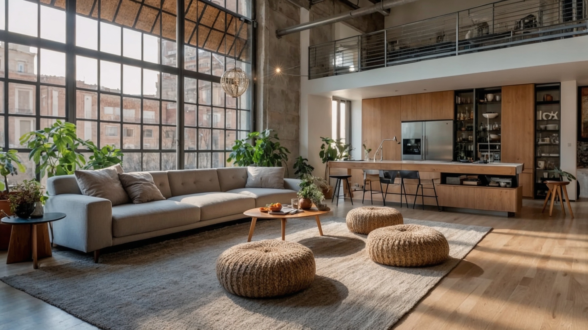 piso, grandes ventanales